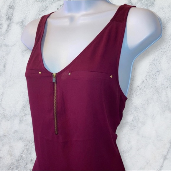 Express Tops - EXPRESS Zipper Tank, Size Medium, Maroon.